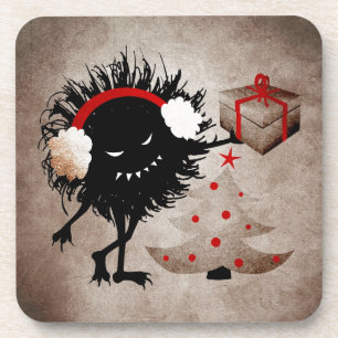 Böser Käfer überreicht Weihnachtsgeschenk Untersetzer