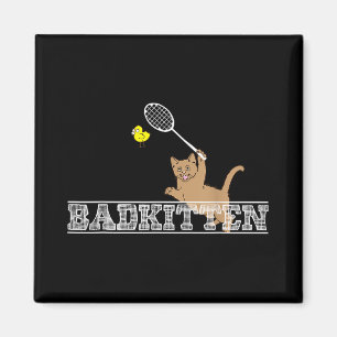 Böser Kätzchen Lustiger Badminton Katzenliebhaber Magnet