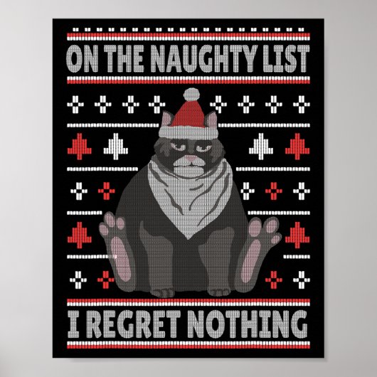 Böser Katze Weihnachten Hässlicher Pullover Ich be Poster (Vorne)