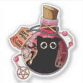 Böser Katzengeist gefangen in rosa Tränke Flasche Aufkleber (Vorderseite)