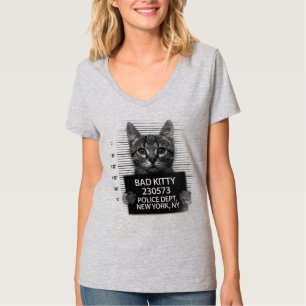 Böser Kitty Katze Polizei Arrest Foto Lustig  T-Shirt