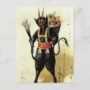 Böser Krampus Schrecklicher Dämon Feiertag Weihnac Feiertagspostkarte