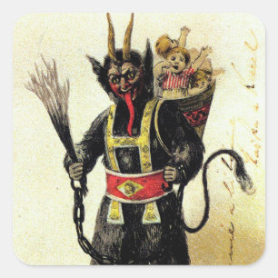 Böser Krampus Schrecklicher Dämon Feiertag Weihnac Quadratischer Aufkleber