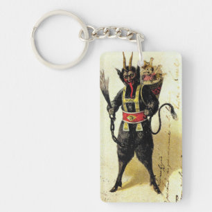 Böser Krampus Schrecklicher Dämon Feiertag Weihnac Schlüsselanhänger