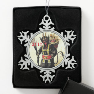 Böser Krampus Schrecklicher Dämon Feiertag Weihnac Schneeflocken Zinn-Ornament