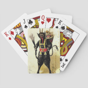 Böser Krampus Schrecklicher Dämon Feiertag Weihnac Spielkarten