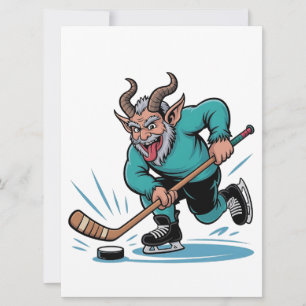 Böser Krampus spielt Eishockey-Weihnachtsport  Feiertagskarte