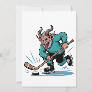 Böser Krampus spielt Eishockey-Weihnachtsport  Mitteilungskarte