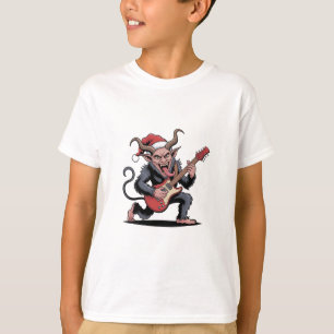 Böser Krampus spielt elektrische Gitarrenmusik zu T-Shirt