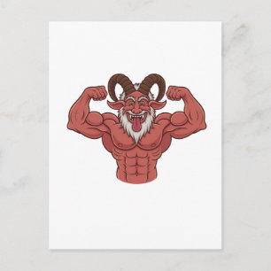 Böser Krampus Weihnachten Flexing Muskeln Fitness Ankündigungspostkarte
