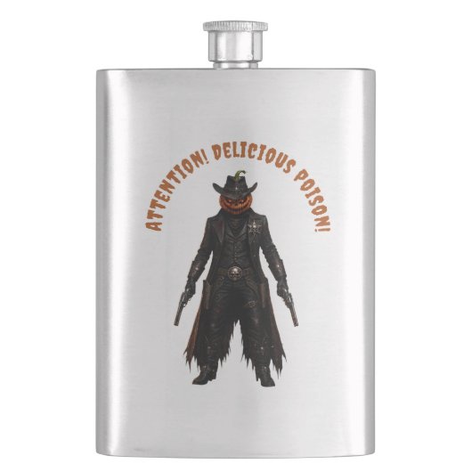 Böser Kürbis-Sheriff-Cowboy Jack-o'-Lantern Gr Flachmann (Vorderseite)