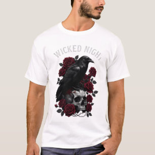 Böser Nachtrabe & Schädel-Gothic-Halloween-T-Shirt T-Shirt
