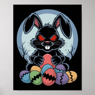 Böser Osterhase Gruseliger Horror-Hase Rote Augen Poster