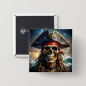 Böser Piratenschädel-Knopf Button (Vorne & Hinten)