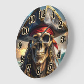 Böser Piratenschädel Wanduhr (Winkel)