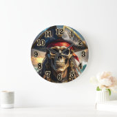 Böser Piratenschädel Wanduhr (Zuhause)