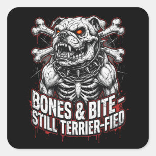 Böser Skelett-Bulldogge-Gotik Quadratischer Aufkleber