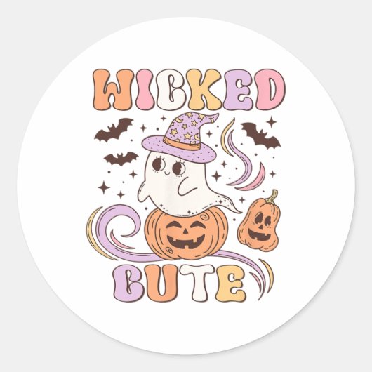 Böser süßer Geist und Kürbis Halloween-Design, Fu Runder Aufkleber (Vorderseite)