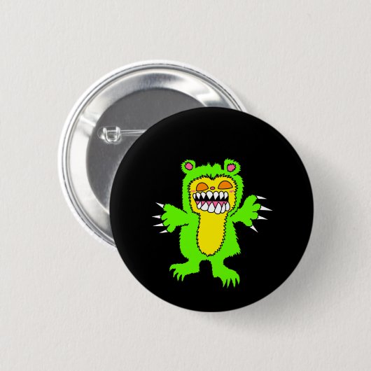 Böser Teddybär-Button Button (Vorne & Hinten)