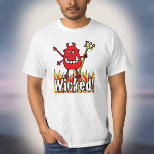 Böser Teufel mit Flammendesign T-Shirt