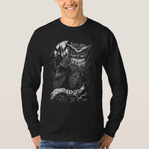 Böser Uhu Dunkle Brennende Kirche Nacht Eule Gothi T-Shirt
