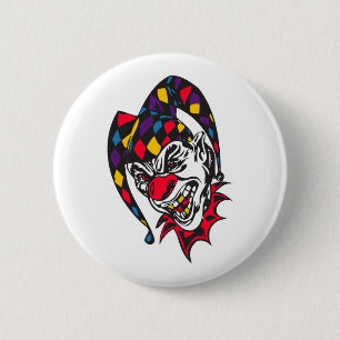 böser, verrückter Narr-Clown Button