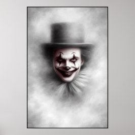 Böser Vintage-Clown mit Zylinder Poster