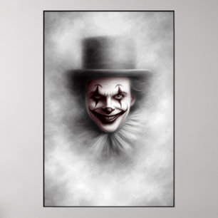 Böser Vintage-Clown mit Zylinder Poster