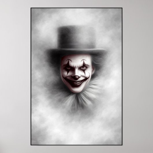 Böser Vintage-Clown mit Zylinder Poster (Vorne)