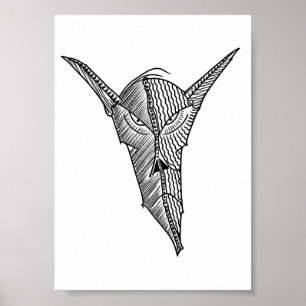 Böses Alien-Wesen – Surrealistische Tintenillustra Poster