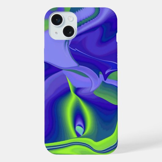 Böses Auge, 3D Abstrakt in grün blau lila iPhone Hülle (Rückseite)