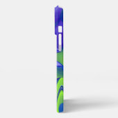 Böses Auge, 3D Abstrakt in grün blau lila iPhone Hülle (Linke Seite)
