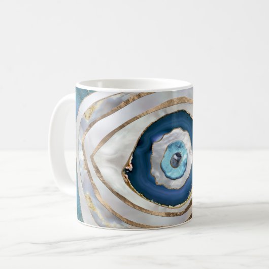 Böses Auge Mineralien und Gold Kaffeetasse (Vorderseite Links)