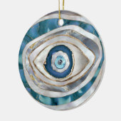 Böses Auge Mineralien und Gold Keramik Ornament (Links)