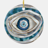 Böses Auge Mineralien und Gold Keramik Ornament (Hinten)