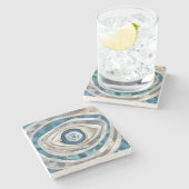 Böses Auge Mineralien und Gold Steinuntersetzer (Seitenansicht)