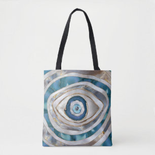 Böses Auge Mineralien und Gold Tasche