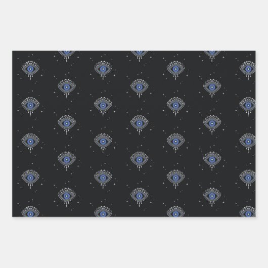 Böses Augendesign, blaues Auge Geschenkpapier Set (Vorderseite 3)