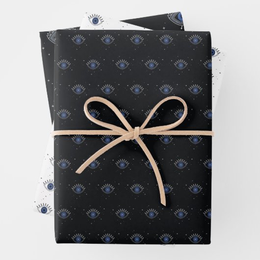 Böses Augendesign, blaues Auge Geschenkpapier Set (Beispiel)