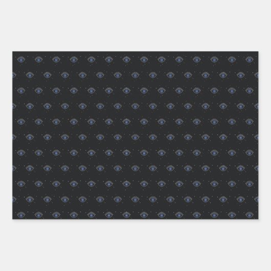 Böses Augendesign, blaues Auge Geschenkpapier Set (Vorderseite)