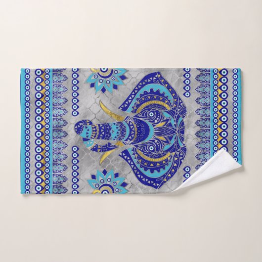 Böses Augenelementar Ziermuster Badhandtuch Set (Handtuch)