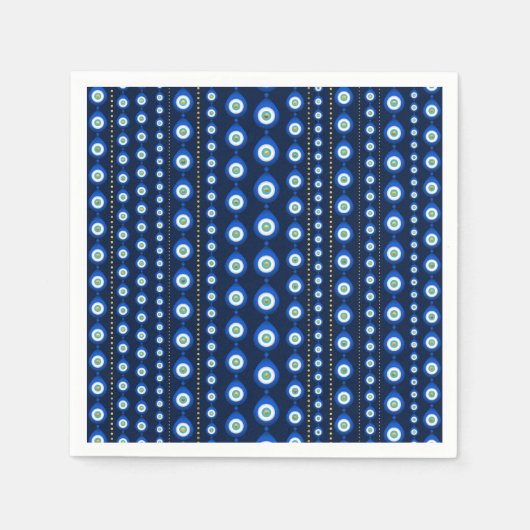 Böses Augenmuster - dunkelblau mit goldenen Akzent Serviette (Vorderseite)