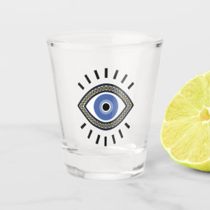 Böses Augenschutzmittel, griechisches blaues Auge, Schnapsglas