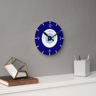 Böses blaues Auge Glücks- und Schutzsymbol Runde Wanduhr