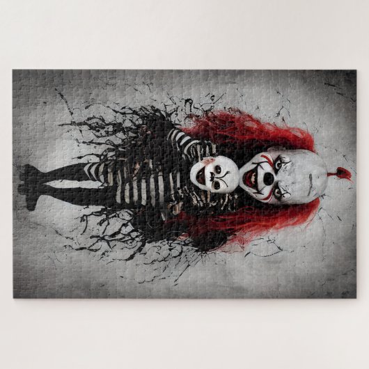 Böses Clown Kind mit einem Beängstigenden Clownkop Puzzle (Horizontal)