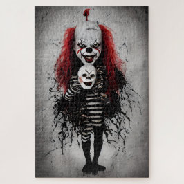 Böses Clown Kind mit einem Beängstigenden Clownkop Puzzle