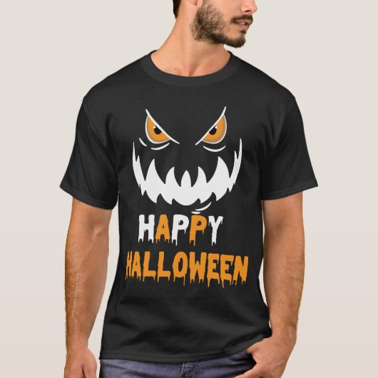 Böses Gesicht, glückliches Halloween, schwarz, ora T-Shirt (Vorderseite)