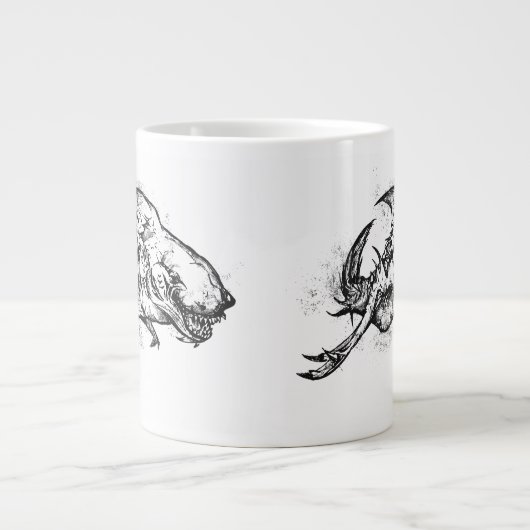 Böses Hai in Schwarz Jumbo-Tasse (Vorderseite)