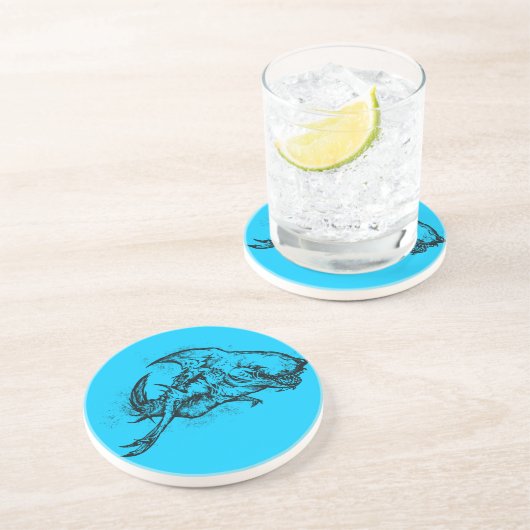 Böses Hai in Schwarz Untersetzer (Seite)