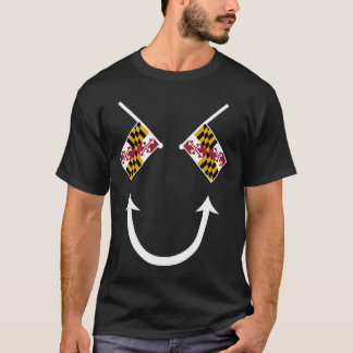 Böses Lächeln Gesicht mit Maryland State Flag Blue T-Shirt